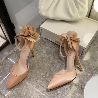 Style Pointed Toe Wrap Single Shoes With One..