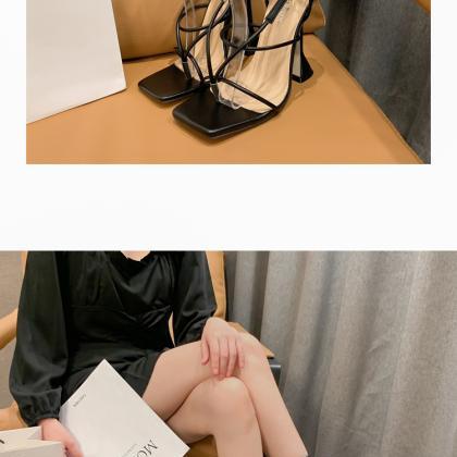 Square Ankle Strap Wine Cup And High Heel..