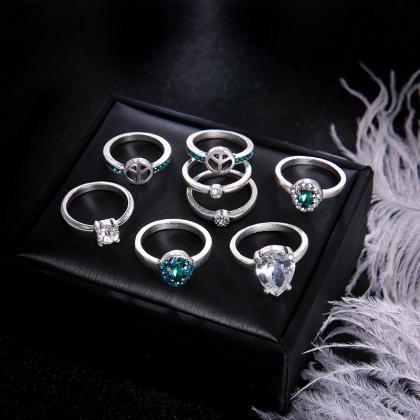 Pebble Micro Diamond 8-piece Ring Set