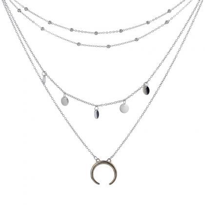 Fashionable Multi-layer Alloy Necklace With Round..
