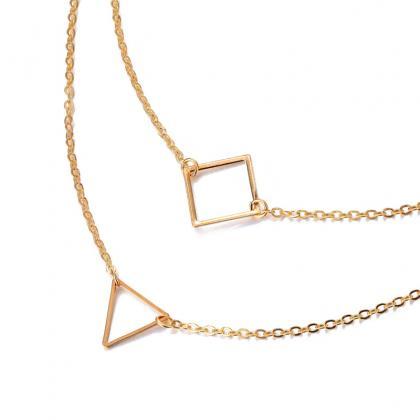 Multi Layer Alloy Necklace Triangle Box Exquisite..