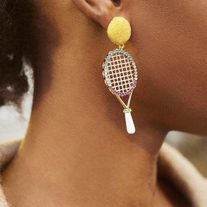Creative Personality Badminton Racket Earrings