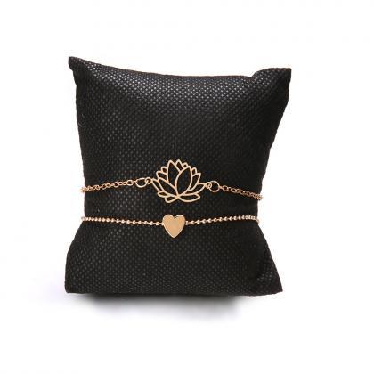 Hollow Lotus Love Bracelet 2-piece Set Bracelet