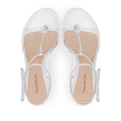 Fashion Transparent Pvc Toe Sandals Ankle Tie Up..