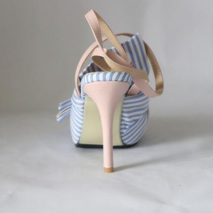 Bow One Line Striped Color Matching Fashion High..