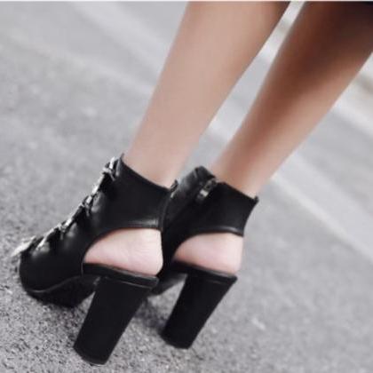 Fashion Fish Mouth Cool Boots High Heel Thick Heel..