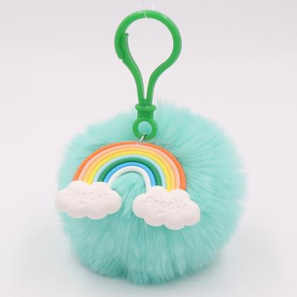 Rainbow Plush Key Button Artificial Wool Ball..