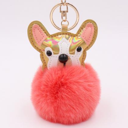 Color Dog Hair Ball Plush Key Ring Pendant Fashion..