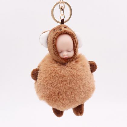 Cute Baby Bag Pendant Sleeping Baby Key Ring Plush..