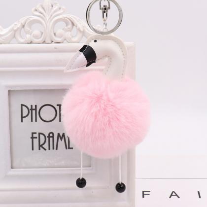 Swan Shaped Hairy Ball Key Pendant Cute Plush Doll..