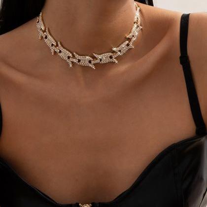 Retro Single Layer Tassel Necklace-golden