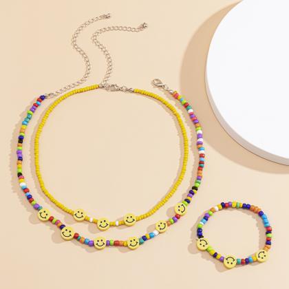 Colored Rice Bead Chain Necklace