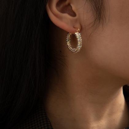 Versatile Diamond Ring Earrings-golden