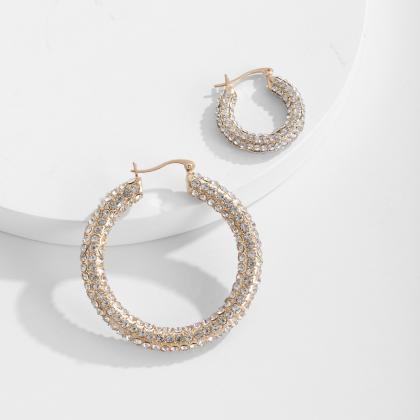 Versatile Diamond Ring Earrings-golden