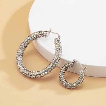 Versatile Diamond Ring Earrings-silvery