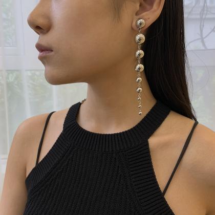 Geometric Fashion Girl Pearl Earrings-golden