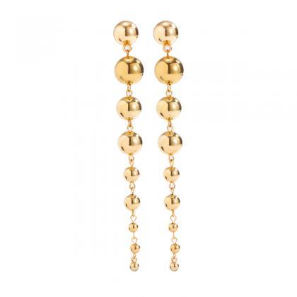 Geometric Fashion Girl Pearl Earrings-golden