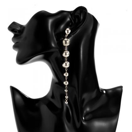 Geometric Fashion Girl Pearl Earrings-silvery