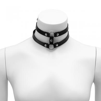 Geometric Double-layer Pu Collar Chain Fashion..
