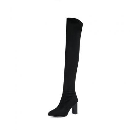 Autumn And Winter Over Knee Thick Heel Elastic..