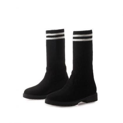Black(short) Elastic Over Knee Knitted Stockings..