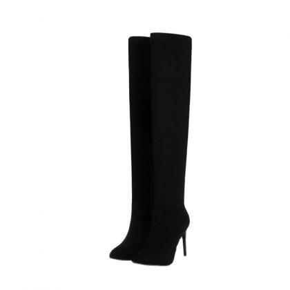 Autumn And Winter Pointed Super High Heel Knee..