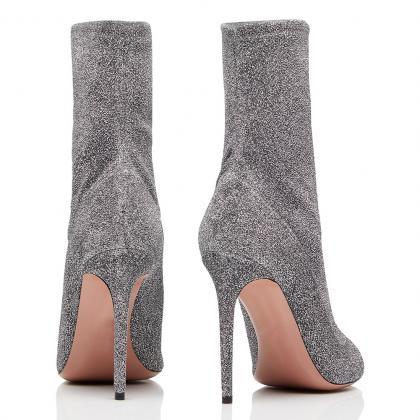 Super High Heel Grey Open Toe Fish Mouth Ankle..