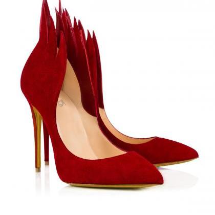 Red Flame Shape Stiletto Office Shoes