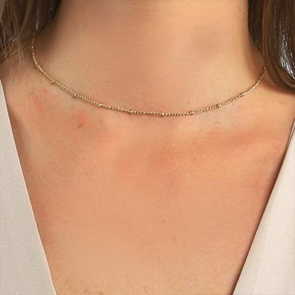 Short Beaded Clavicle Chain-golden