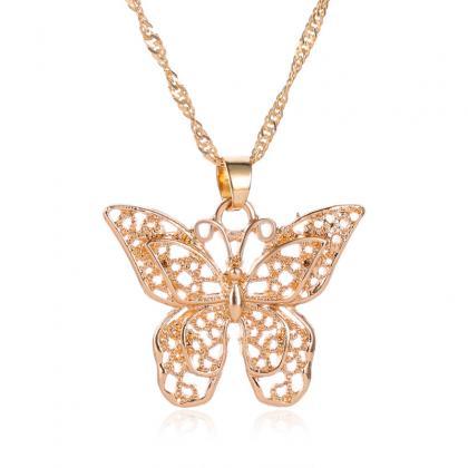 Golden Hollow Double-layer Metal Butterfly..