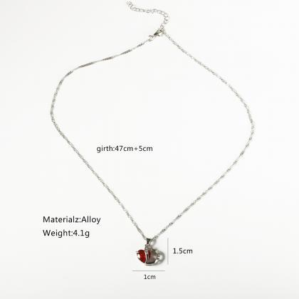 Red Peach Heart Shaped Zircon Crystal Necklace..