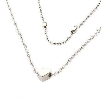 Silvery Multilayer Love Necklace