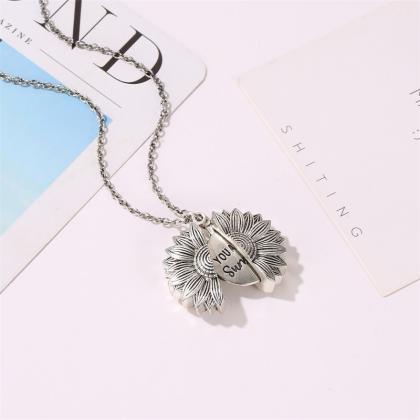 Silvery Sunflower Necklace Fashion Alloy Flower..