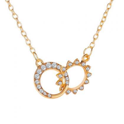 Golden Double Ring Necklace Clavicle Chain