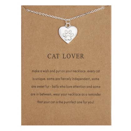 Silvery Cat Lover Kitten Alloy Necklace Two Piece..