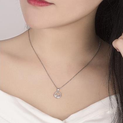 Semicircular Qingquan Necklace Pendant Zircon..