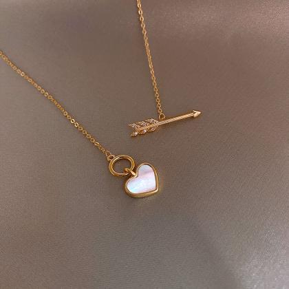 Shell Lacquer Peach Heart Necklace Female Clavicle..