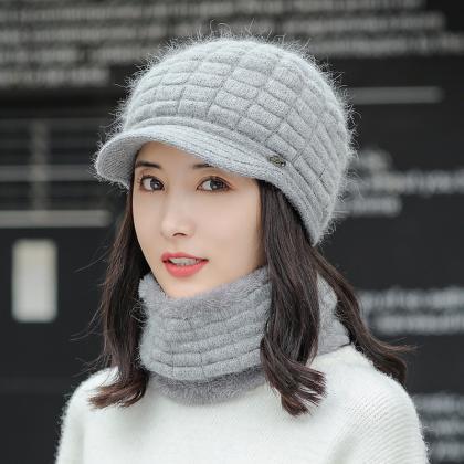 Gray Warm Scarf Versatile Knitted Winter Cold..