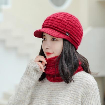 Red Warm Scarf Versatile Knitted Winter Cold Proof..