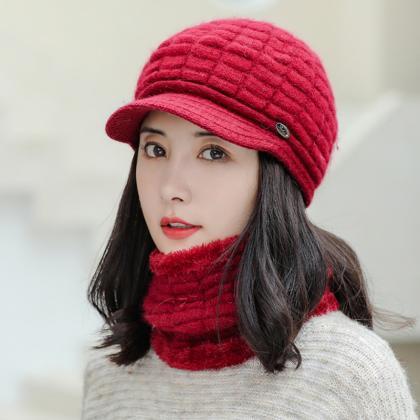 Red Warm Scarf Versatile Knitted Winter Cold Proof..