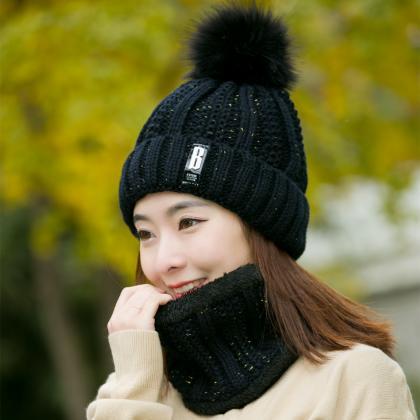 Black Versatile Chenille Knitted Wool Hat