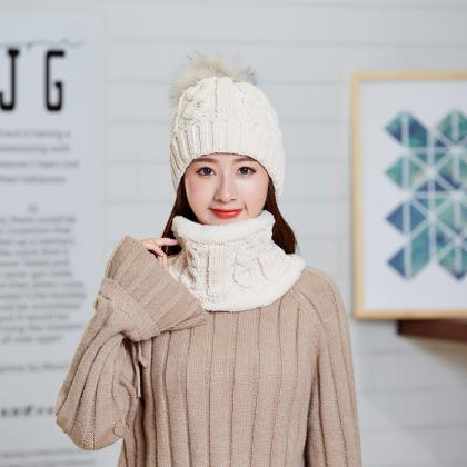 Beige Versatile Chenille Knitted Wool Hat