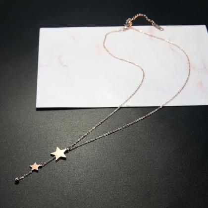 Pentagram Pendant Titanium Steel Short Necklace..