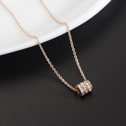 Rose Gold Three Row Crystal Transfer Bead Necklace