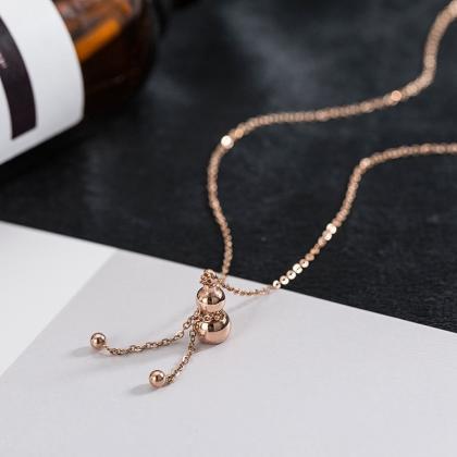 Steel Plated Rose Gold Short Gourd Necklace