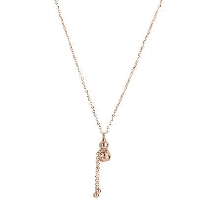 Steel Plated Rose Gold Short Gourd Necklace