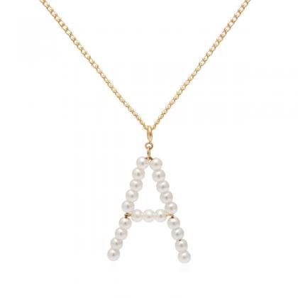 Single Layer Letter A Imitation Pearl Necklace
