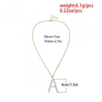 Single Layer Letter A Imitation Pearl Necklace
