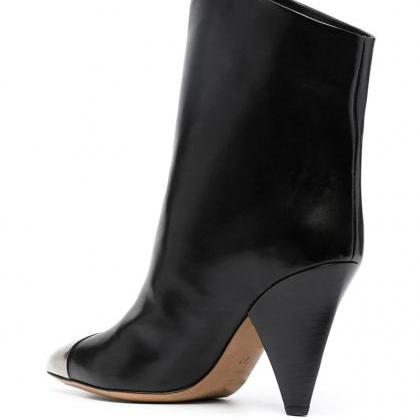 Autumn And Winter High-heeled Cowhide Pointed..