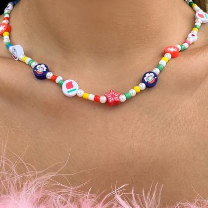 Colorful Christmas Funny Imitation Pearl Necklace..